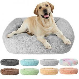 Rectangle Pet Dog Cat Warm Bed Long Plush Calming Sleeping Bed Ultra Soft
