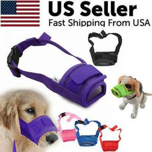 AliShopping  Animals Adjustable Pet Dog Mask Small & Large Mouth Muzzle Grooming Anti Stop Bark Bite